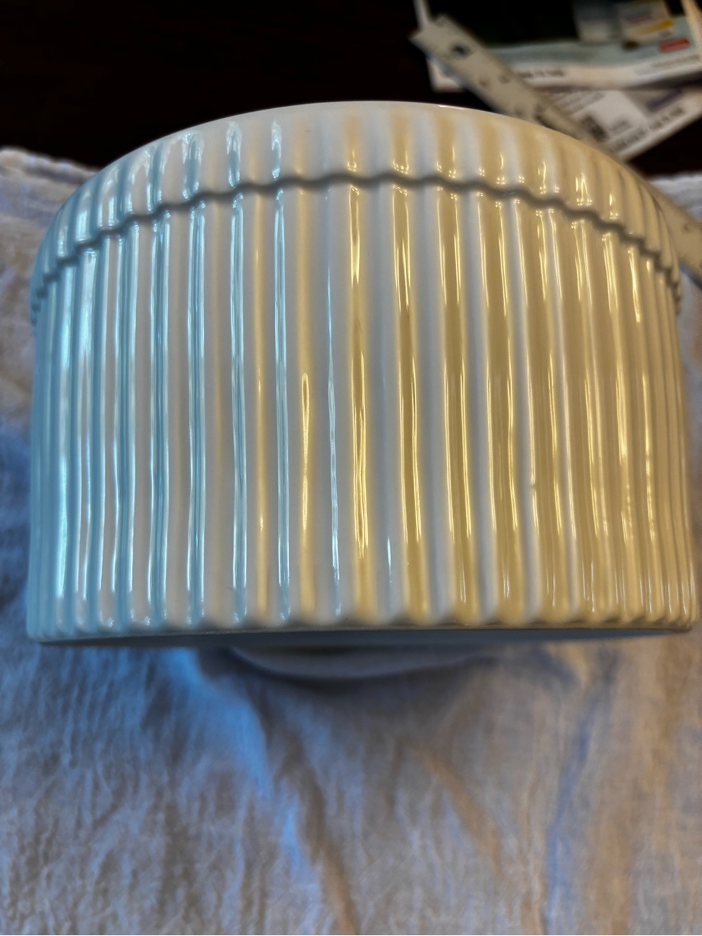 Crate&Barrel White Fluted Ceramic Ramekin - Picture 4 of 7